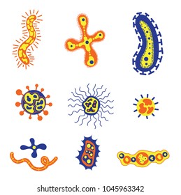 Infection bacteria and pandemic virus vector color biology icon.bacteria and microbe organism allergen.Infection bacteria and pandemic virus Cartoon vector illustration.Bacteria and germs virus set