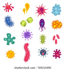 Infection Bacteria And Pandemic Virus Vector Biology Icons. Illustration Of Bacteria And Microbe Organism Allergen On White Background