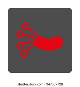 Infection Bacteria vector icon. Style is flat rounded square silver button with red symbol, white background.
