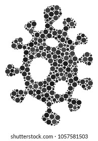 Infection Cell collage of round dots in various sizes and color hues. Circle elements are combined into infection cell vector mosaic. Vector illustration.