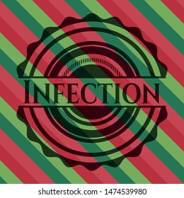 Infection christmas colors style badge. Vector Illustration. Detailed.