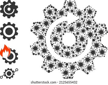 Infection collage rotate gear icon, and other icons. Rotate gear collage for pandemic templates. Vector collage is created from random infection elements.