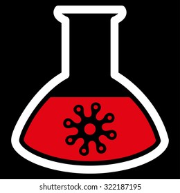 Infection Container vector icon. Style is bicolor flat symbol, red and white colors, rounded angles, black background.