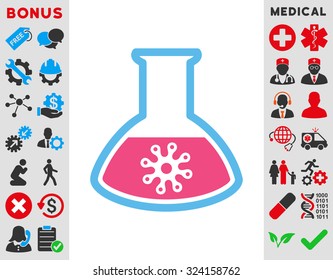 Infection Container vector icon. Style is bicolor flat symbol, pink and blue colors, rounded angles, white background.