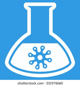 Infection Container vector icon. Style is flat symbol, white color, rounded angles, blue background.