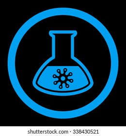 Infection Container vector icon. Style is flat rounded symbol, blue color, rounded angles, black background.