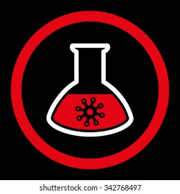Infection Container vector icon. Style is bicolor flat rounded symbol, red and white colors, rounded angles, black background.