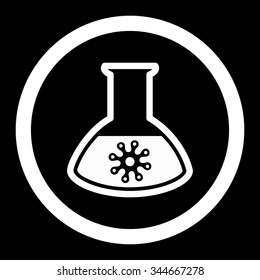 Infection Container vector icon. Style is flat rounded symbol, white color, rounded angles, black background.