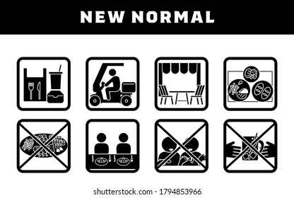 Infection control illustration icon set about food and drink