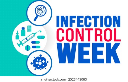Infection Control Week background or banner design template is observed every year in October. Holiday concept. Template for card, poster, placard, template. eps 10