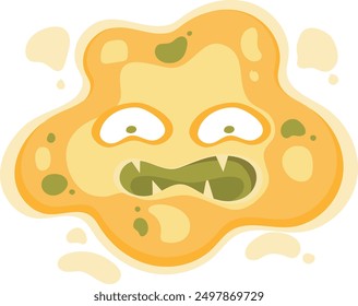 Infection disease bacteria with evil face. Cartoon microbe