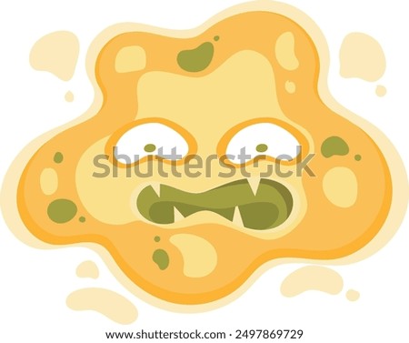 Infection disease bacteria with evil face. Cartoon microbe