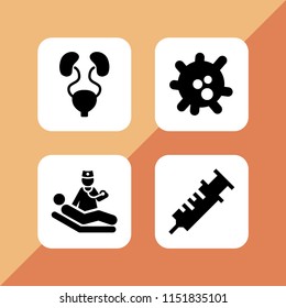 infection icon. 4 infection set with vaccine, sick, virus and bladder vector icons for web and mobile app