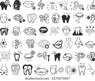 Infection icon, infection bacteria icon set of 48 icon black vector