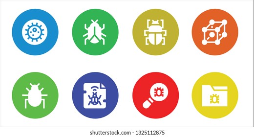 infection icon set. 8 filled infection icons.  Simple modern icons about  - Bacteria, Parasite, Virus, Malware, Fleas, Cells