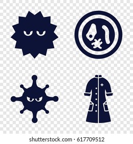 Infection icons set. set of 4 infection filled icons such as bacteria, nurse gown