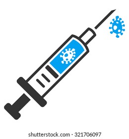 Infection Injection vector icon. Style is bicolor flat symbol, blue and gray colors, rounded angles, white background.