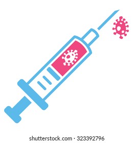 Infection Injection vector icon. Style is bicolor flat symbol, pink and blue colors, rounded angles, white background.