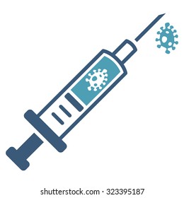 Infection Injection vector icon. Style is bicolor flat symbol, cyan and blue colors, rounded angles, white background.