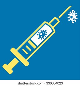 Infection Injection vector icon. Style is bicolor flat symbol, yellow and white colors, rounded angles, blue background.