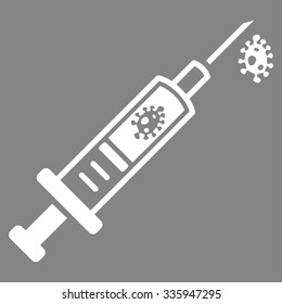 Infection Injection vector icon. Style is flat symbol, white color, rounded angles, gray background.