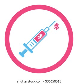 Infection Injection vector icon. Style is bicolor flat rounded symbol, pink and blue colors, rounded angles, white background.