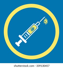 Infection Injection vector icon. Style is bicolor flat rounded symbol, yellow and white colors, rounded angles, blue background.