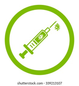 Infection Injection vector icon. Style is flat rounded symbol, eco green color, rounded angles, white background.