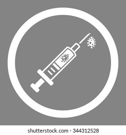 Infection Injection vector icon. Style is flat rounded symbol, white color, rounded angles, gray background.