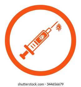 Infection Injection vector icon. Style is flat rounded symbol, orange color, rounded angles, white background.