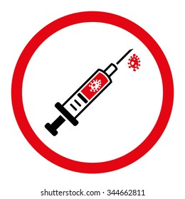 Infection Injection vector icon. Style is bicolor flat rounded symbol, intensive red and black colors, rounded angles, white background.