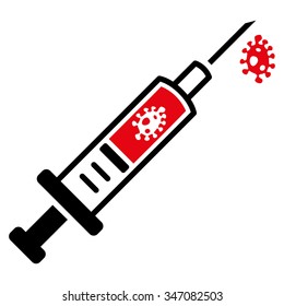 Infection Injection vector icon. Style is bicolor flat symbol, intensive red and black colors, rounded angles, white background.