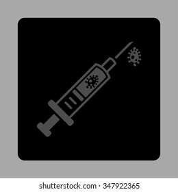 Infection Injection vector icon. Style is flat rounded square button, gray and black colors, silver background.