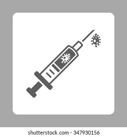 Infection Injection vector icon. Style is flat rounded square button, dark gray and white colors, silver background.