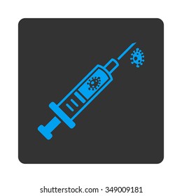 Infection Injection vector icon. Style is flat rounded square button, blue and gray colors, white background.