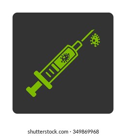 Infection Injection vector icon. Style is flat rounded square button, eco green and gray colors, white background.