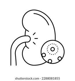 vector de icono de la línea renal infectada. signo de infección renal. símbolo de contorno aislado ilustración negra
