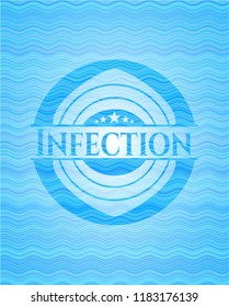 Infection light blue water emblem background.