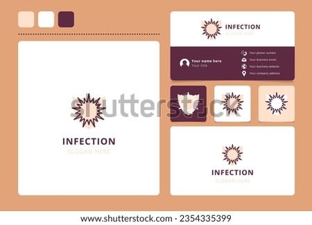 Infection logo design with editable slogan. Branding book and business card template.