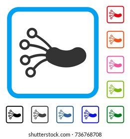Infection Microbe icon. Flat grey pictogram symbol in a light blue rounded frame. Black, gray, green, blue, red, orange color versions of Infection Microbe vector.