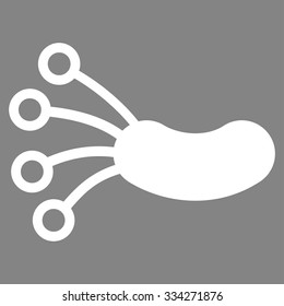 Infection Microbe vector icon. Style is flat symbol, white color, rounded angles, gray background.
