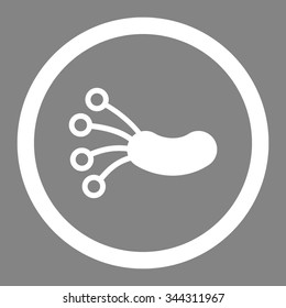 Infection Microbe vector icon. Style is flat rounded symbol, white color, rounded angles, gray background.