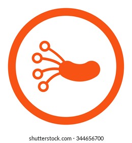 Infection Microbe vector icon. Style is flat rounded symbol, orange color, rounded angles, white background.