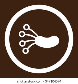 Infection Microbe vector icon. Style is flat rounded symbol, white color, rounded angles, brown background.