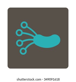 Infection Microbe vector icon. Style is flat rounded square button, cyan and grey colors, white background.