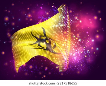 Infection, on vector 3d flag on pink purple background with lighting and flares