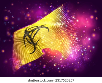 Infection, on vector 3d flag on pink purple background with lighting and flares