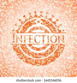 Infection orange mosaic emblem. Vector Illustration. Detailed.
