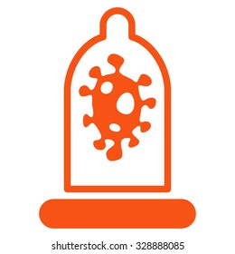 Infection Protection vector icon. Style is flat symbol, orange color, rounded angles, white background.