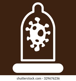 Infection Protection vector icon. Style is flat symbol, white color, rounded angles, brown background.